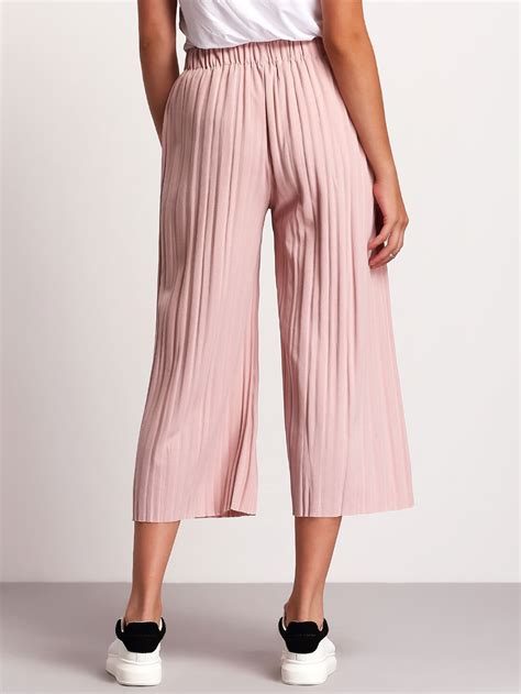 pink elastic waist pleated pant