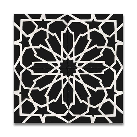 Handmade Bahja In Black And White Tile Pack Of 12 Morocco