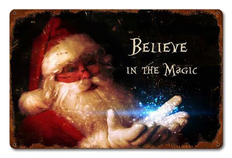 Santa Claus Believe In The Magic Christmas Metal Sign 18 X 12 Ptsb383