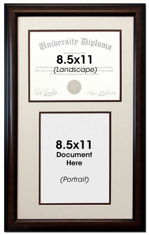 Double Diploma Document Certificate Openings Wood Picture Frame For Two
