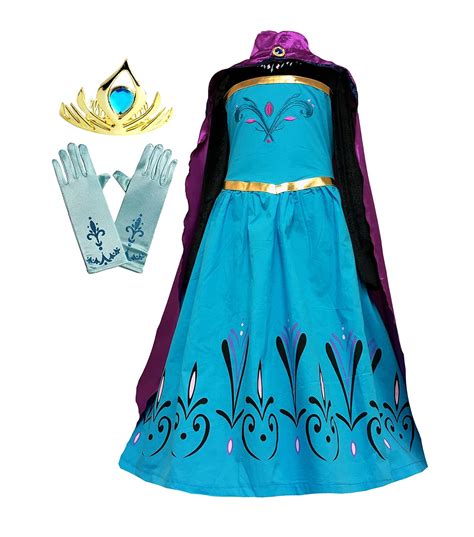 American Vogue Elsa Coronation Dress Costume Cape Gloves Tiara Crown Ebay