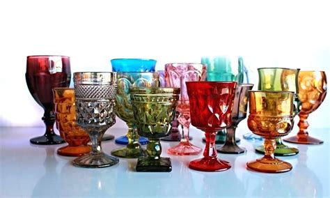 Vintage Colored Glassware Rainbow Colored Goblets Pearl Vintage Rentals Colored Glass Goblets
