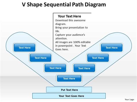 Business Flowcharts V Shape Sequential Path Diagram Powerpoint