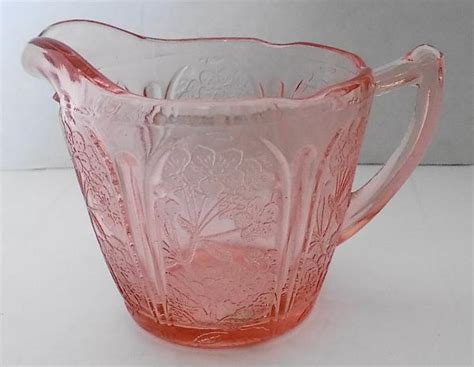 vintage pink cherry blossom depression glass creamer jeanette ebay