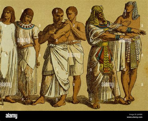 Egypt Workers With The Pharaoh Engraving Color Stock Photo Alamy