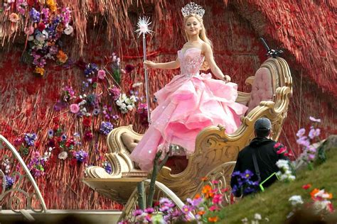 Ariana Grande Seen In Full Glinda The Good Witch Costume On Wicked Set