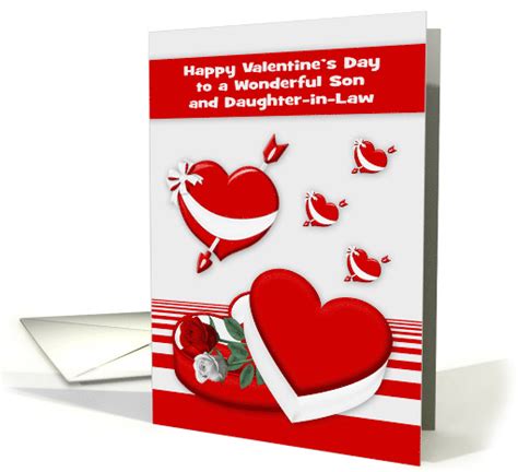 Valentine S Day To Son And Daughter In Law With Hearts And Roses Card