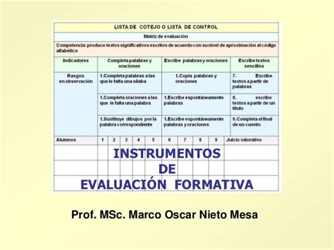 Instrumentos De Evaluación Formativa