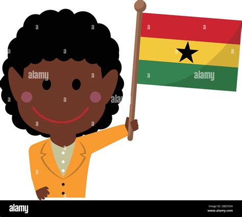 Cartoon Business Woman With National Flags Ghana Flat Vector