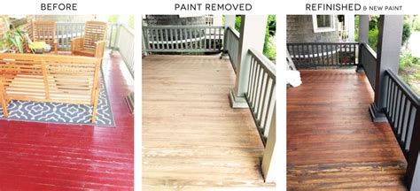 DIY Remove Paint Refinish Front Porch Wood Flooring Before After She Bird Porch Paint