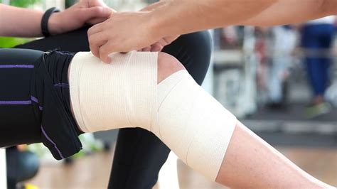 Female Leg Wrapped With Medical Bandage Male Stock Footage Sbv