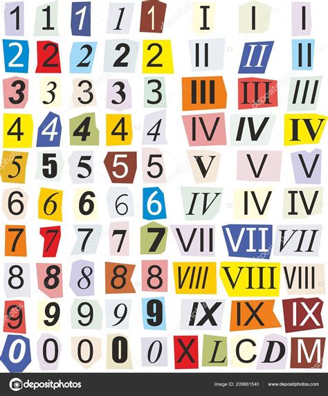 Illustration Individual Numerals Cut Out Newspapers Magazines Stock