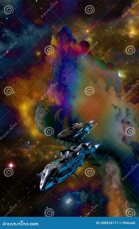 Navigating Through Stars To The Center Of A Nebula Stock Photo