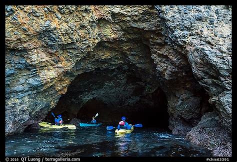 Picturephoto Kayakers At The Entrance Of Sea Cave Santa Cruz Island