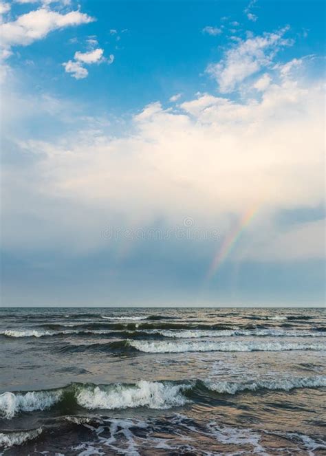 Rainbow Over The Sea After Rain Stock Photo Image Of Cloudscape