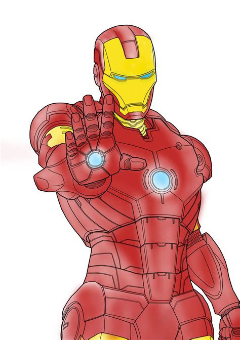 Primero Añadí Algo De Color Y Algún Brillo Al Dibujo Marvel Iron Man