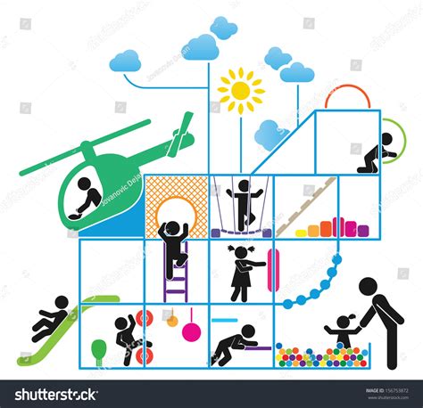 Children Play On Playground Pictogram Icon Stock Vector 156753872