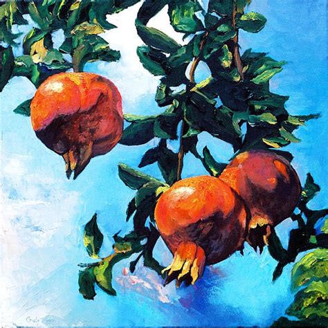 Pomegranate Tree Judaica Printpommegranates Painting Seven Species