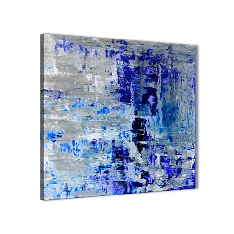 Indigo Blue Grey Abstract Painting Wall Art Print Canvas