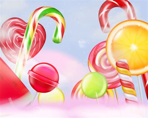 Lollypops Striped Swirl Heart Cane Ball Citrus Flavor Closeup Magic