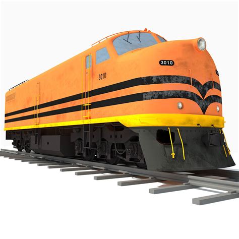 Orange Locomotive Train 3d Model Cgtrader