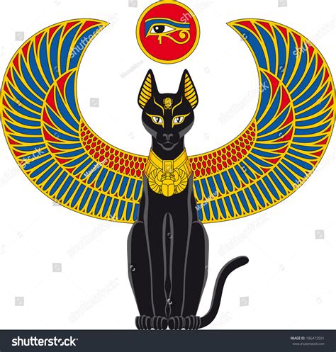Illustration Egyptian Cat Wings Isolated On Stock Vector 186473591