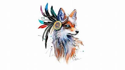 Fox Drawing Simple Colorful Animals Artwork Feathers