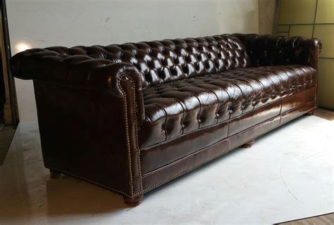 Brown Leather Button Tufted Chesterfield Sofa Classic At 1stdibs