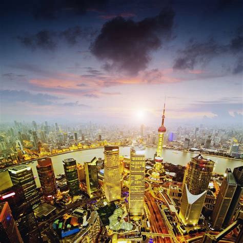 Piękne Shanghai Wieczorem 43817703 Fototapety Ścienne Obrazy Na