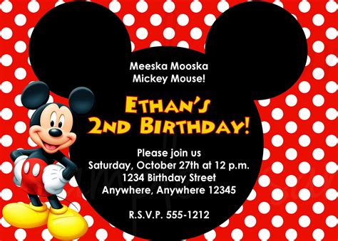Dinywageman Mickey Mouse Invitation