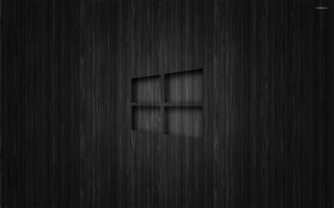 Windows 10 Transparent Logo On Dark Wood Wallpaper Computer