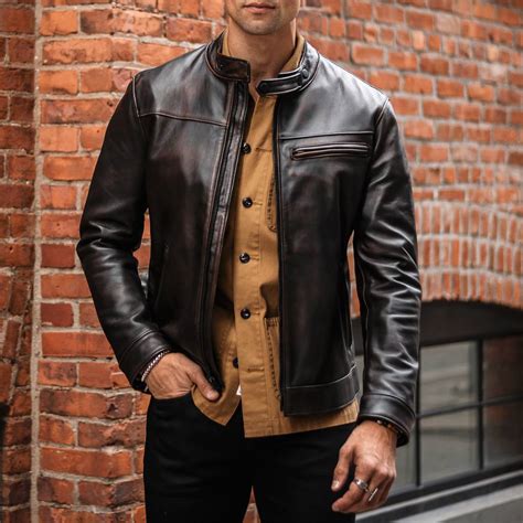 men s roadster jacket in black coffee leather thursday boot company
