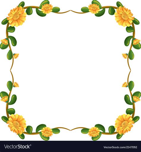 A Floral Border With Yellow Flowers Royalty Free Vector