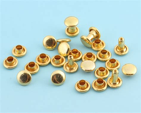 Mini Golden Rivets 86mm Metal Button Double Capped Rivets Etsy
