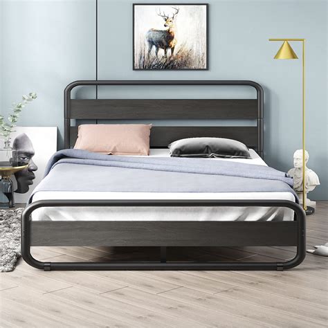 Buy Sha Cerlin Queen Size Bed Frame With Wooden Headboard And Footboard