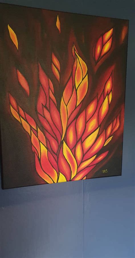 Fire Flame Acrylic Fire Painting On Canvas Red And Yellow Flames