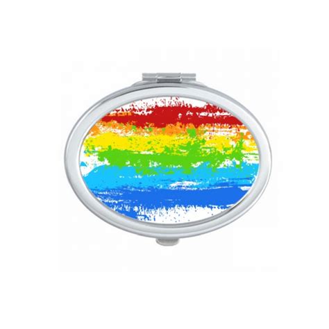 Stippling Rainbow Lgbt Mirror Portable Fold Hand Makeup Double Side