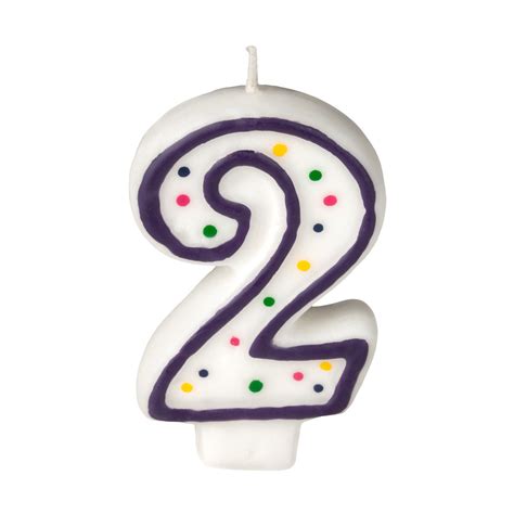 Colorful Birthday Candle Number 2 Polka Dot Number Cake Toppers