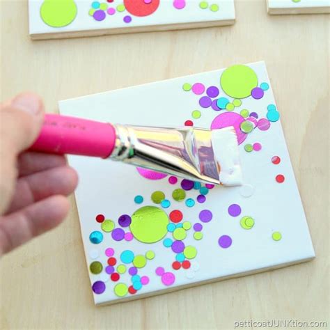 Make Confetti Tile Coasters Using Mod Podge And Colorful