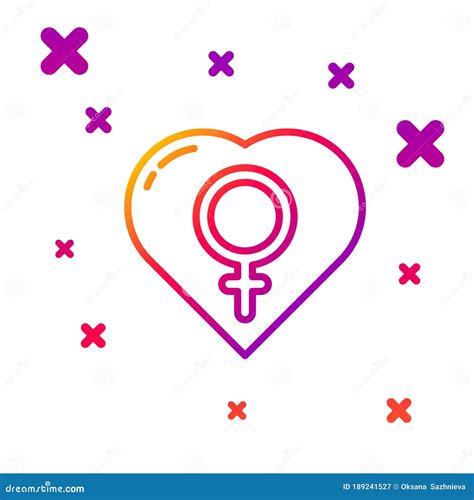Color Line Female Gender In Heart Icon Isolated On White Background Venus Symbol Stock Vector