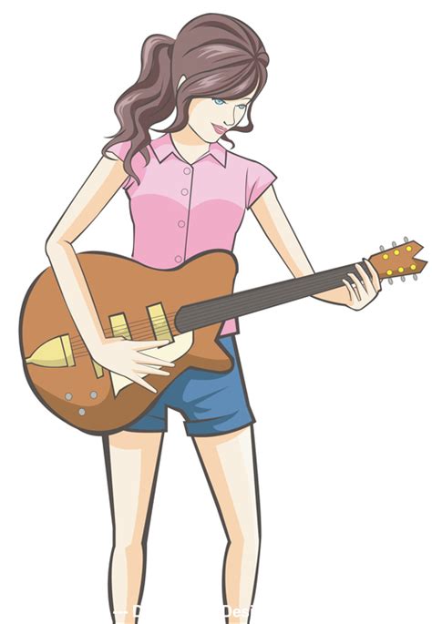 Girl On Guitar Vector Free Download