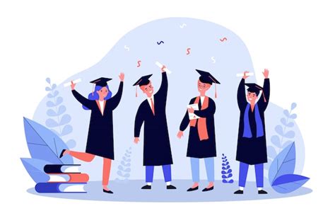 Premium Vector Happy Graduated Students Illustration