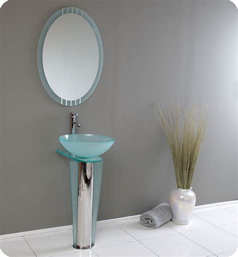 17 Modern Glass Bathroom Vanity With Faucet And Cabinet Option