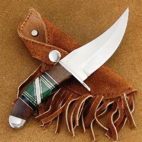 Navajo Handcrafted Malachite Knife With Sheath Coltelli