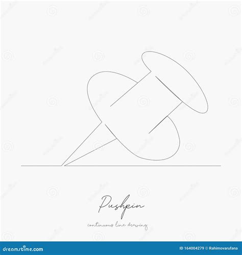 Continuous Line Drawing Pushpin Simple Vector Illustration Pushpin