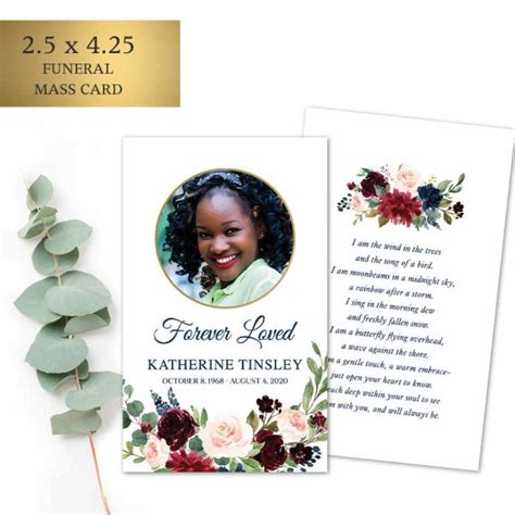 Funeral Mass Card Custom Photo And Poem Keepsake Memorial Service