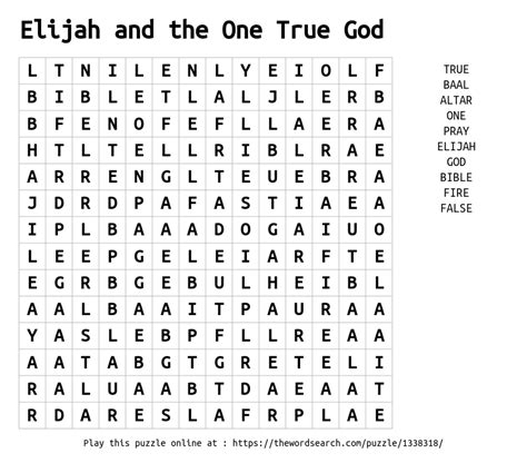 Download Word Search On Elijah And The One True God