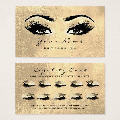 Loyalty Card 10 Makeup Beauty Lash Extension Gold Zazzle Beauty