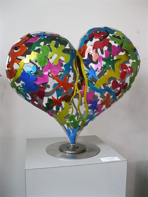 Multi Colored Heart Sculpture Art And Collectibles Glass Art