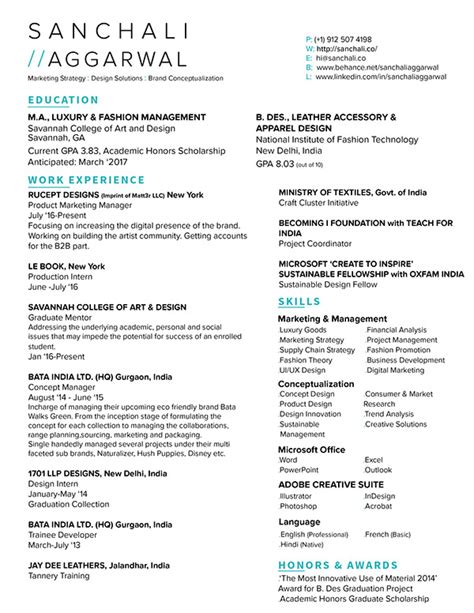 If you're pursuing opportunities in academia or looking for work outside the uni. Fashion Marketing Resume - anniinan n